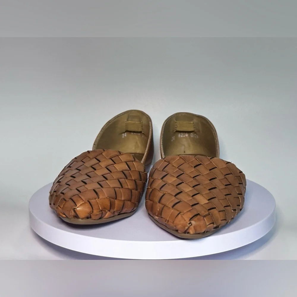 Agave Girl Woven Leather D’Orsay Flats Tan Size 7 - Picture 7 of 15